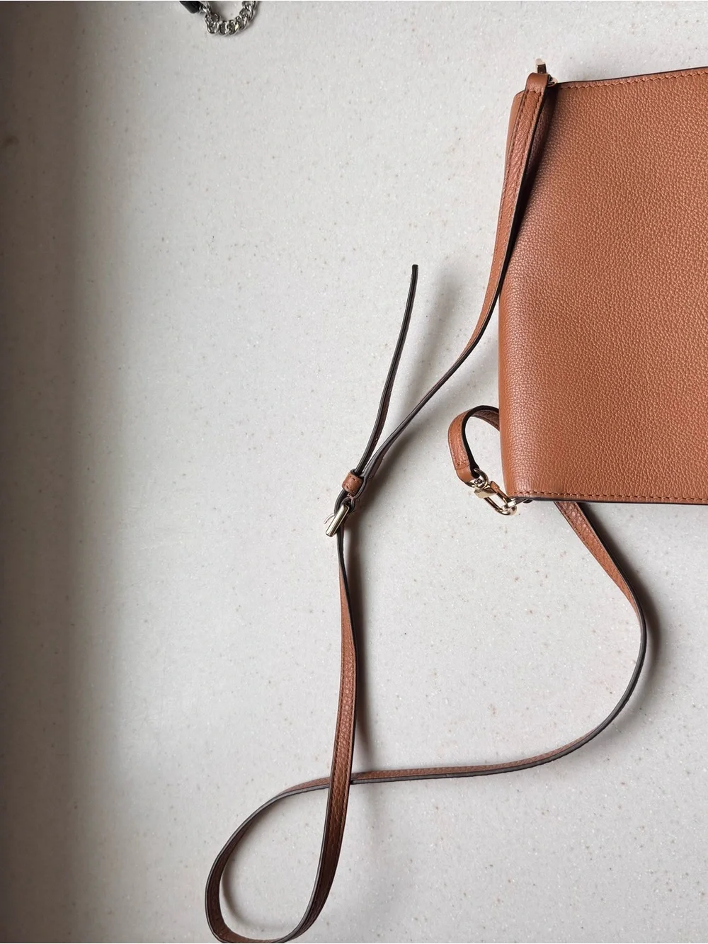 Tory Burch Cognac Pebbled Leather Crossbody Bag
